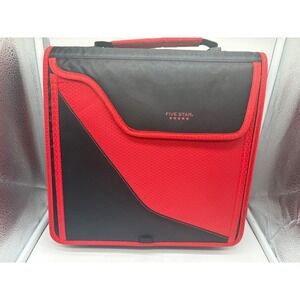 Five Star 3" Zipper Binder 3-Ring 850 Sheet Capacity Red Black Removable Case